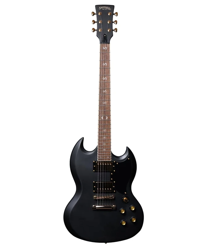 Santana Draco Standard DB - Electric guitar, SG model, 2 x Hot PAF humbuckers, Dark Black