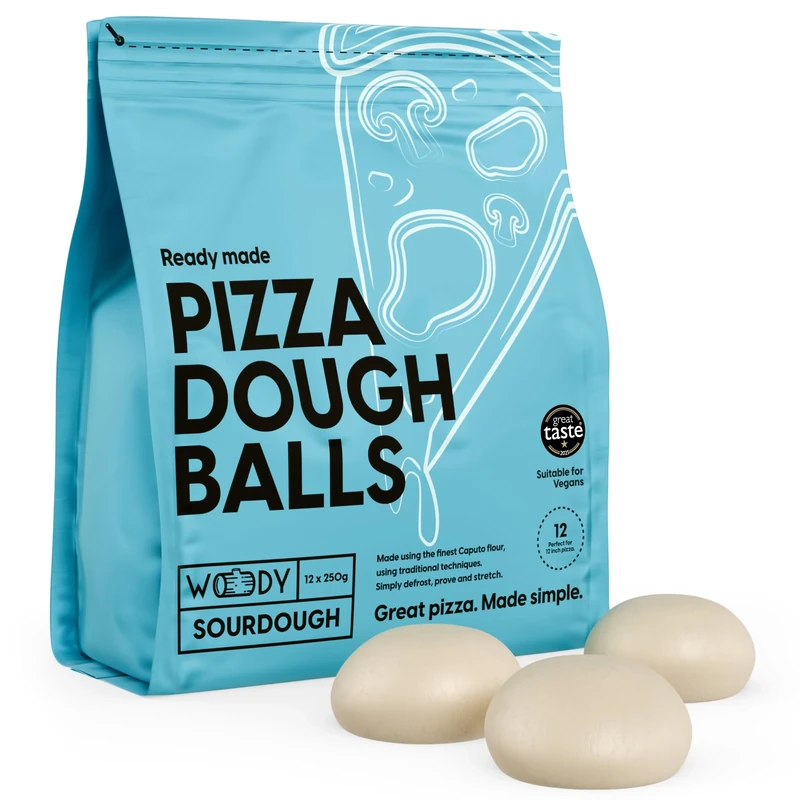 Pizza Dough Balls - Sourdough 12 x 250g | Italian Pizza Dough Balls - Using Caputo 00 Pizza Flour | Created by Woody Oven