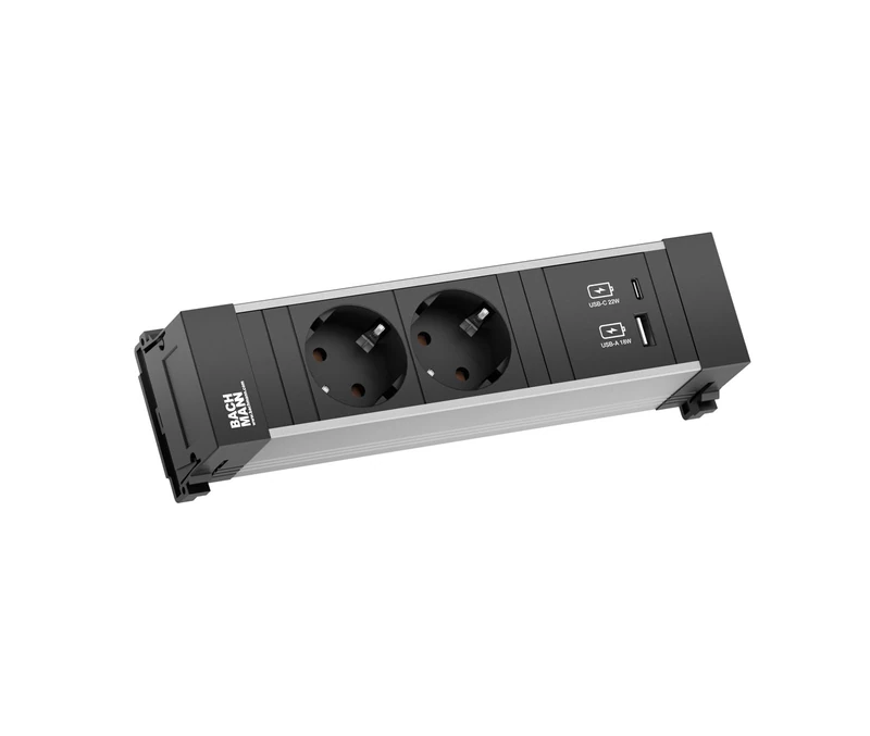 BACHMANN Power Frame 2xkt Protection. USB A&C, USB Charger 22W 0.2m GST18 - Image 1