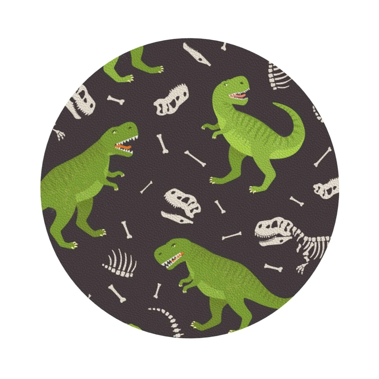 Pevtufa Dinosaur Skeleton Leather Coasters for Drinks Sets 4 Pcs Drink Table Cup Coasters for Living Room Kitchen Bar Coffee Decor