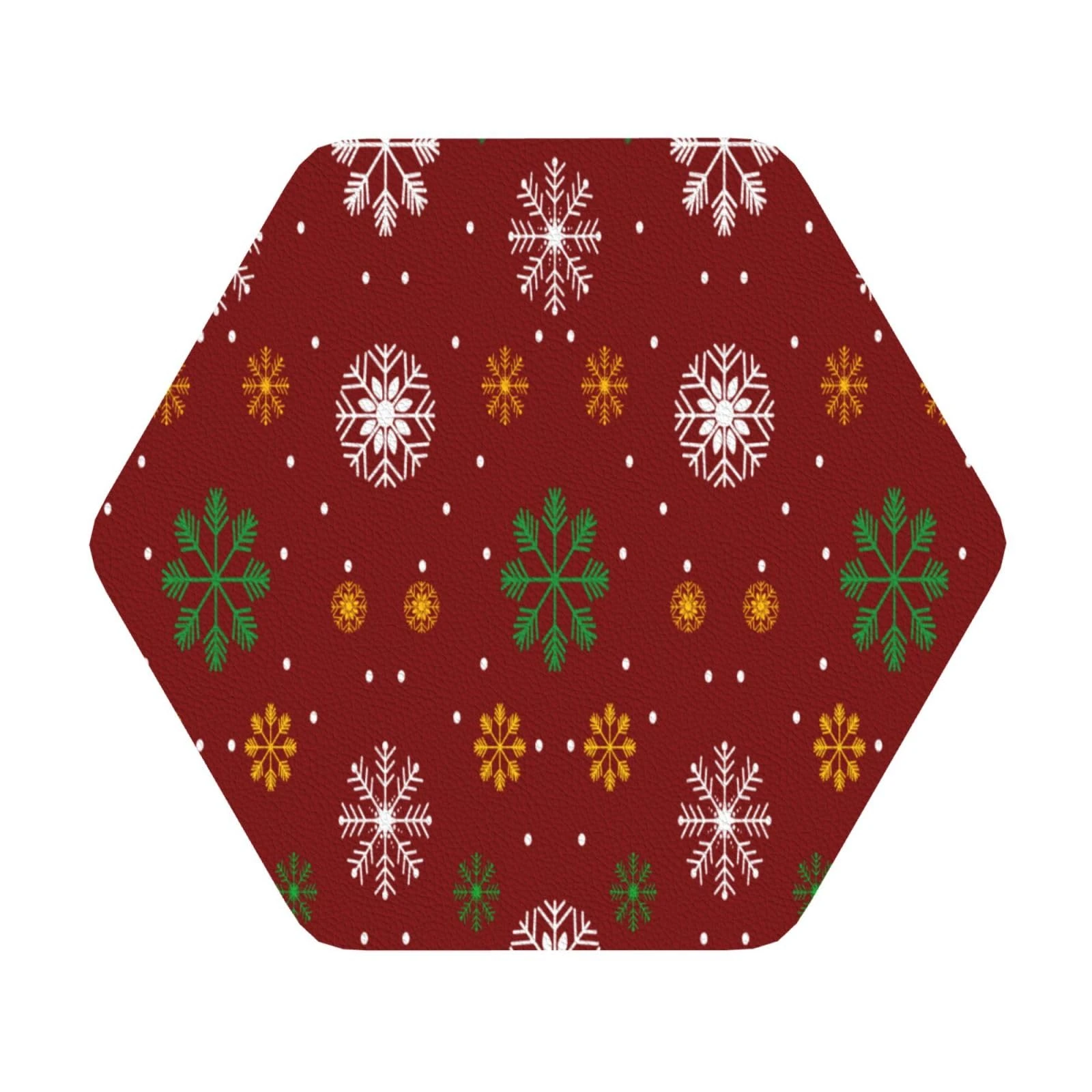 Pevtufa Merry Christmas Leather Coasters for Drinks Sets 4 Pcs Drink Table Cup Coasters for Living Room Kitchen Bar Coffee Decor