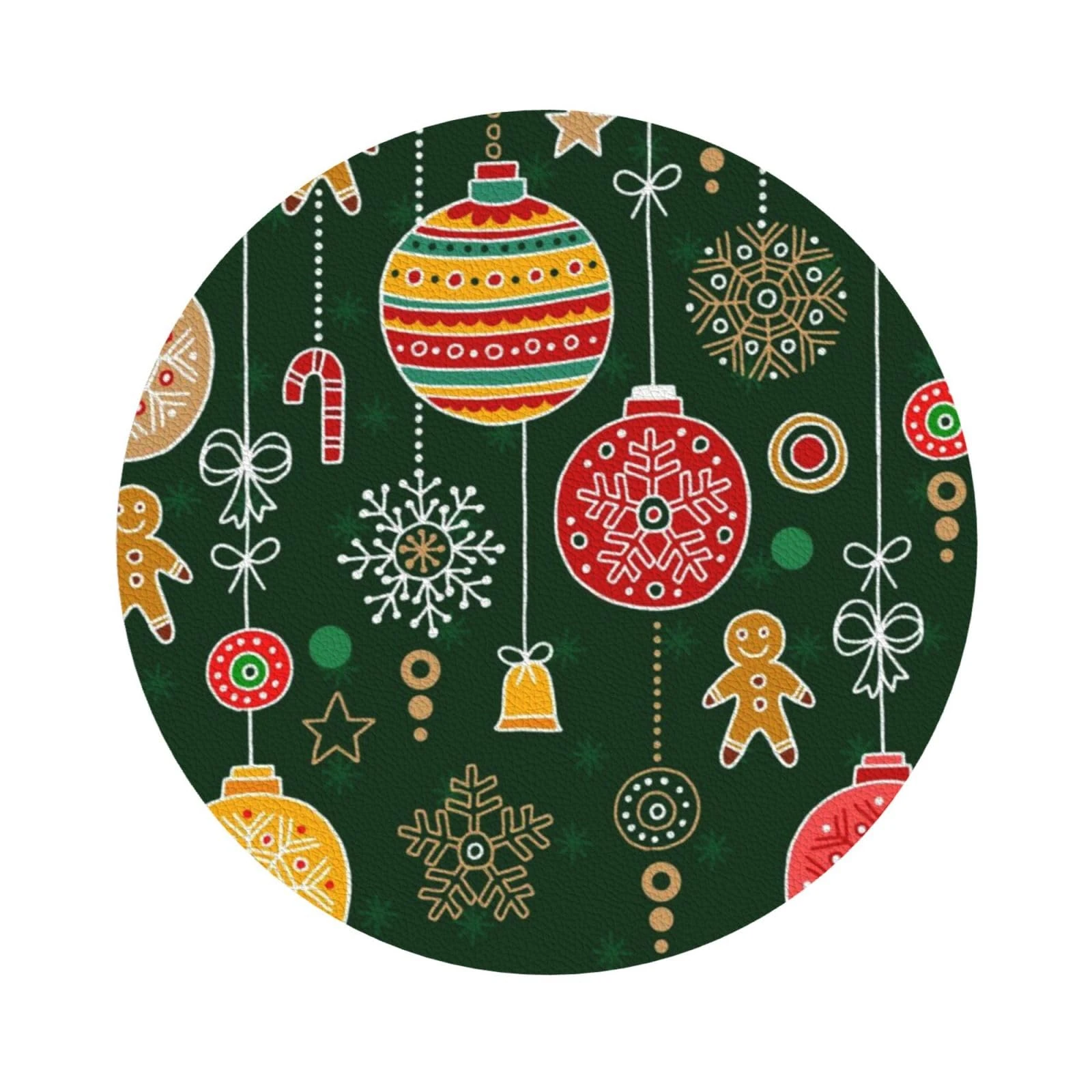 Pevtufa Christmas Leather Coasters for Drinks Sets 4 Pcs Drink Table Cup Coasters for Living Room Kitchen Bar Coffee Decor