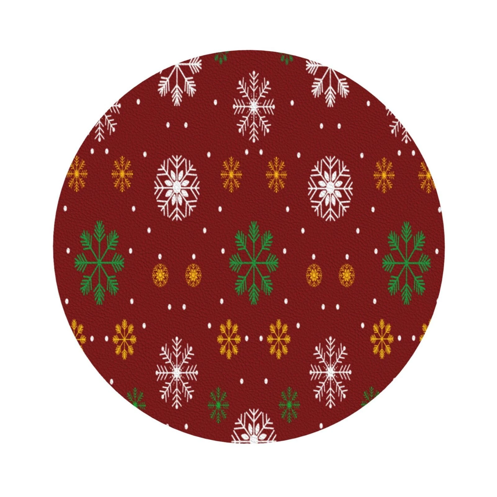 Pevtufa Merry Christmas Leather Coasters for Drinks Sets 4 Pcs Drink Table Cup Coasters for Living Room Kitchen Bar Coffee Decor