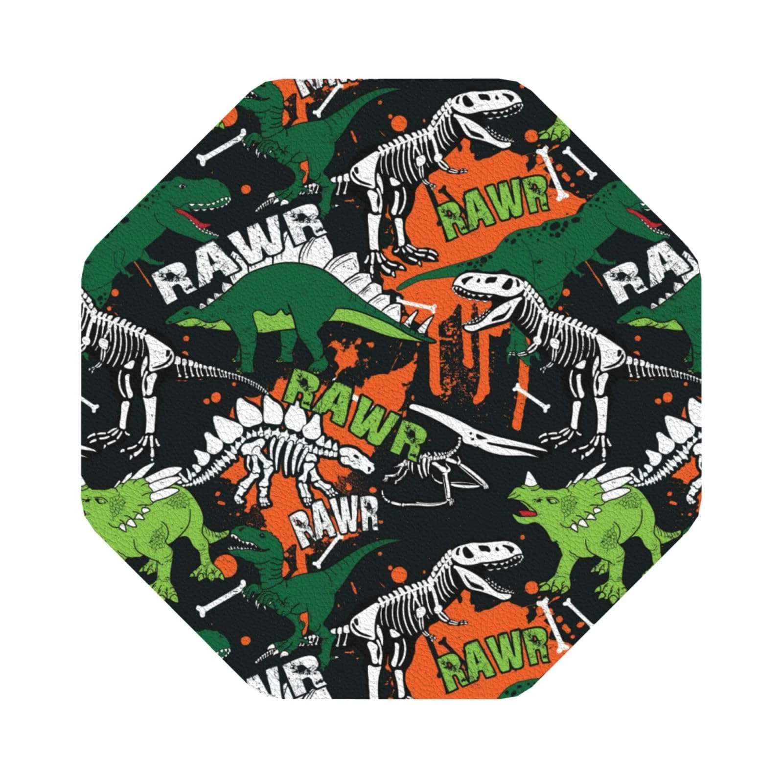 Pevtufa Dinosaur Skeleton Leather Coasters for Drinks Sets 4 Pcs Drink Table Cup Coasters for Living Room Kitchen Bar Coffee Decor