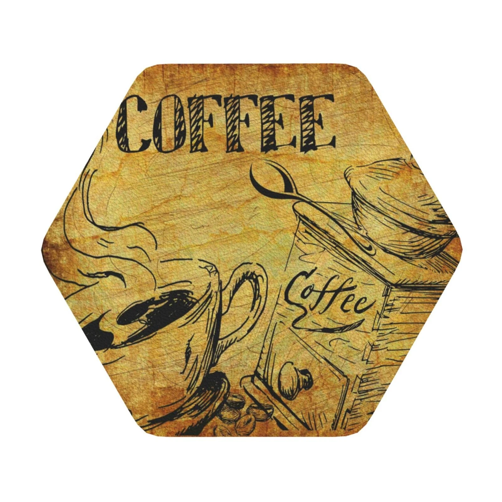 Pevtufa Coffee Vintage Leather Coasters for Drinks Sets 4 Pcs Drink Table Cup Coasters for Living Room Kitchen Bar Coffee Decor