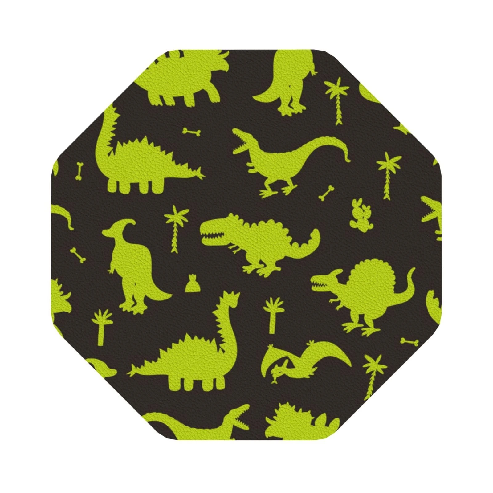 Pevtufa Cute Dinosaurs Leather Coasters for Drinks Sets 4 Pcs Drink Table Cup Coasters for Living Room Kitchen Bar Coffee Decor