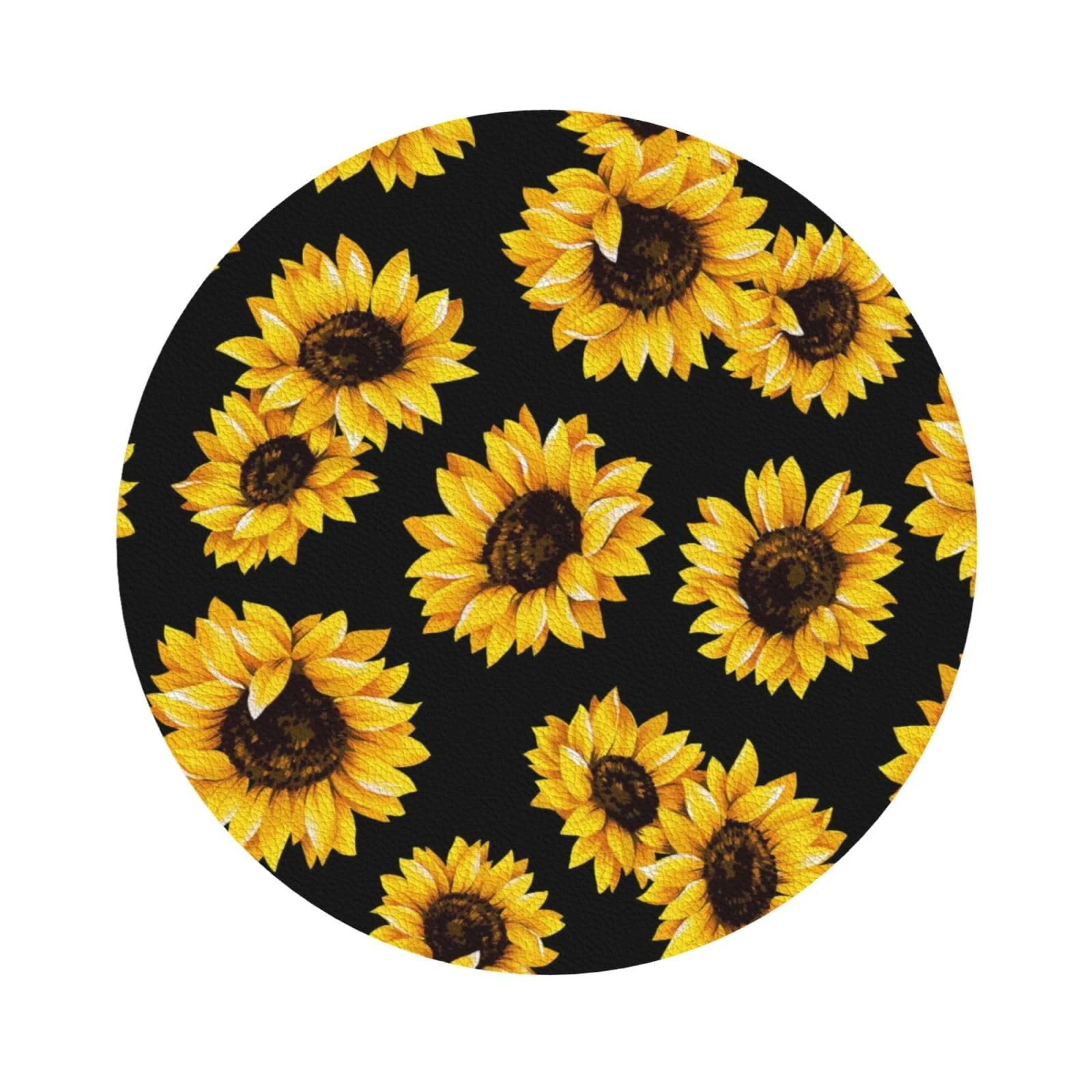Pevtufa Sunflower Leather Coasters for Drinks Sets 4 Pcs Drink Table Cup Coasters for Living Room Kitchen Bar Coffee Decor