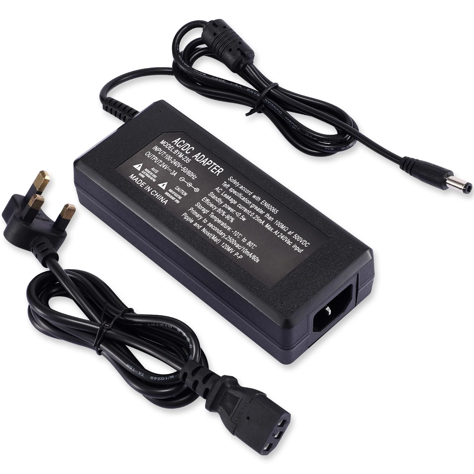 TOBWOLF 24V 3A DC Power Supply, AC 100-240V to DC 72W Power Adapter, 24V 3A Switching Adapter AC to D C Converter, Transformer Switching for Wireless Router, LCD Monitor, CCTV Cameras