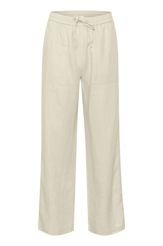 Part Two Women's Women's Pants High-Waisted Regular Fit Wide Legs Drawstring Waistband Trousers, French Oak,