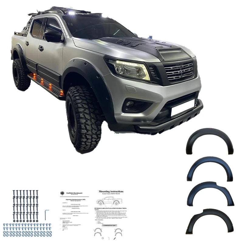 Oneway Set Fender Flares compatible with Nissan Navara NP300 (D23) 2017-2021 - Matt black