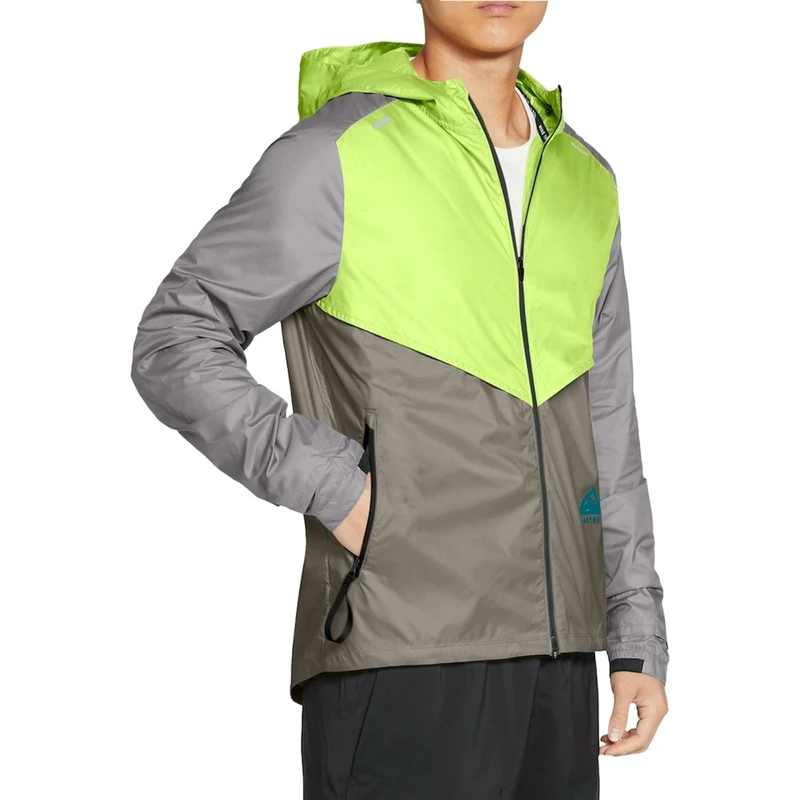 Nike CZ9054-736 M NK SF TRAIL WINDRUNNER JKT Jacket Men's LT LEMON TWIST/MOON FOSSIL/COLLEGE GREY/(BRIGHT SPRUCE) Size XL
