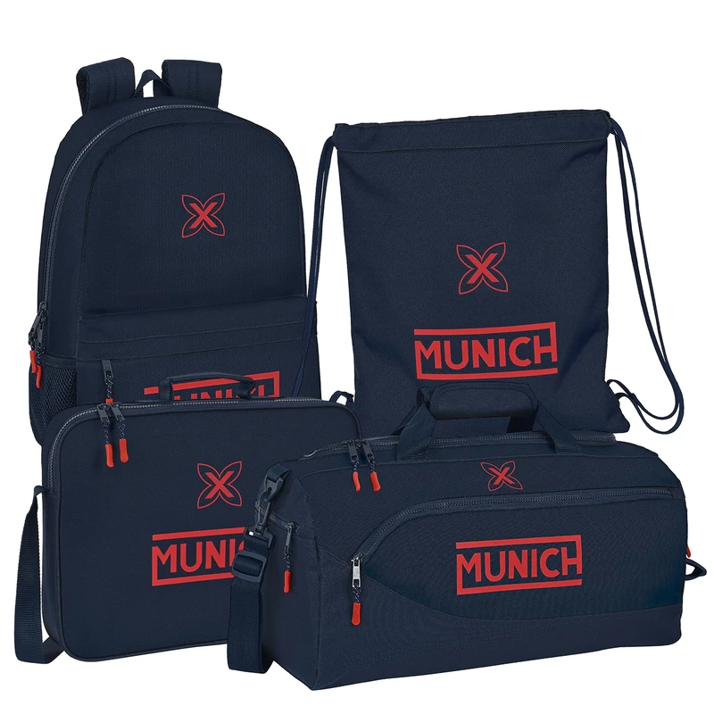 Safta | Full Pack Back to School MUNICH Flash Sports Bag, Extracurricular Wallet, Flat Bag, Adap.Trolley Backpack - MUNICH Pack Unique Design and Official License, multicoloured, ST, Classic