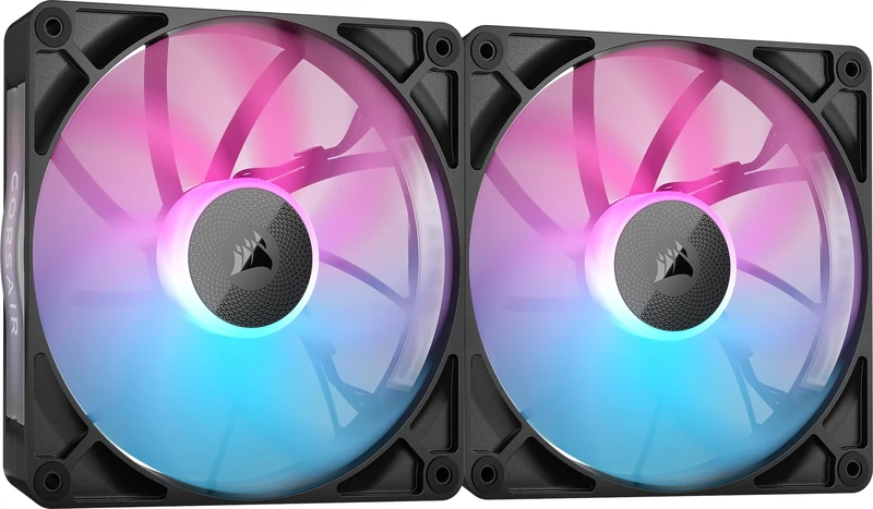 Corsair iCUE LINK RX140 RGB 140mm PWM Fans with iCUE LINK System Hub - Magnetic Dome Bearing - Dual Pack - Black