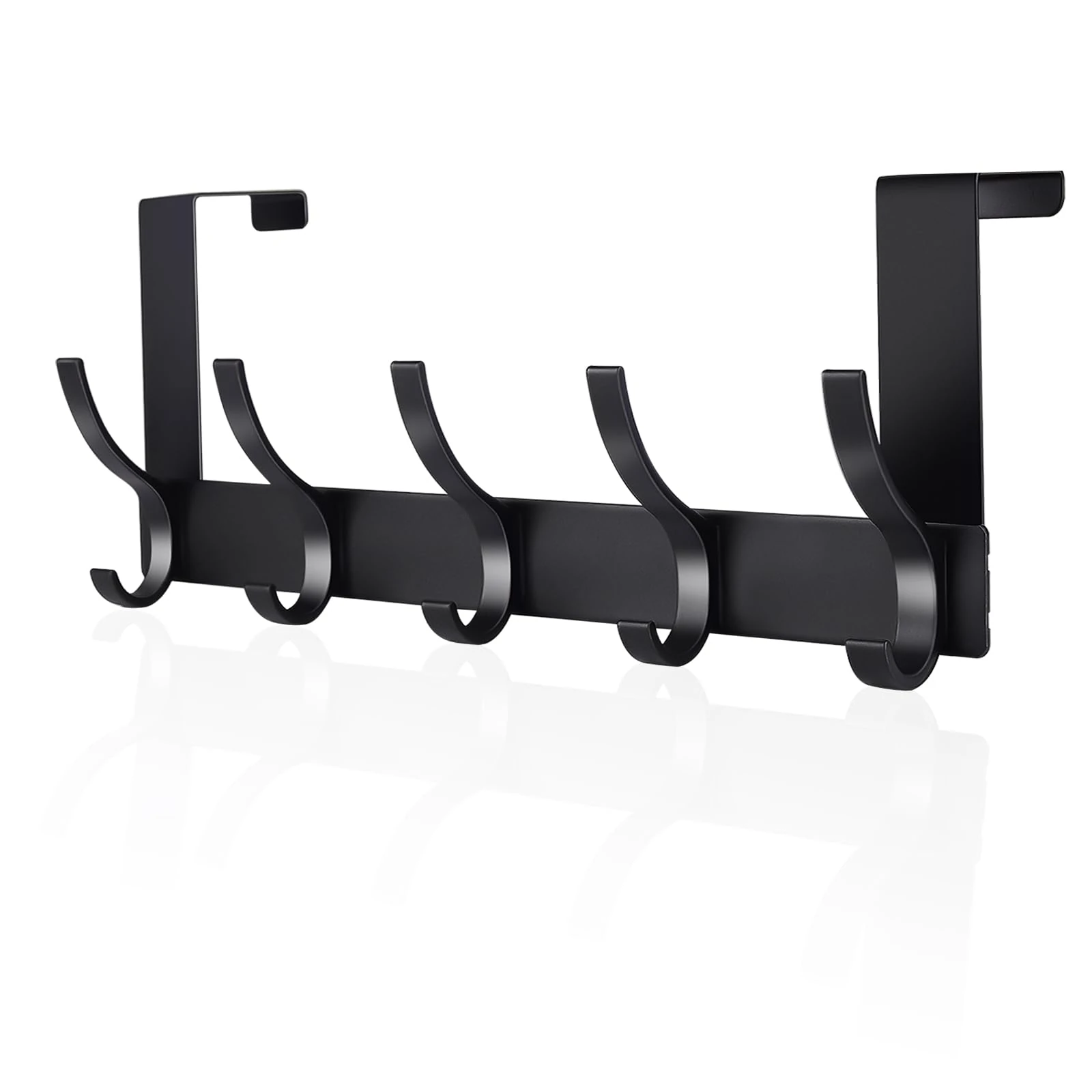 AUXHCYL Over Door Hooks, Stainless Hanger Coat Hook for Towel, Clothes, Bag, Robe, Storage Space Saving for Bathroom, Bedroom, Wardrobe (Black)