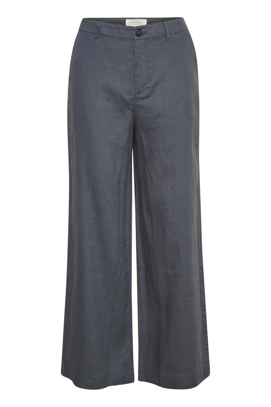 Part Two Women's Women's Trousers Wide Legs High-Waisted Full-Length Zip and Button Trousers, Turbulence, - Image 1