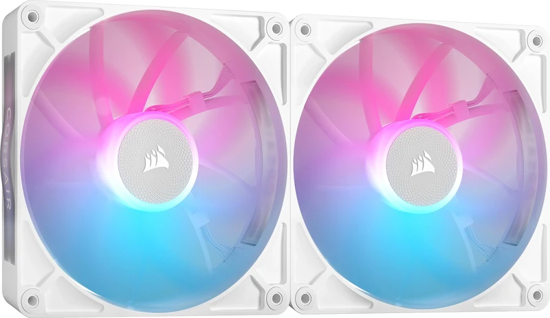 Corsair iCUE LINK RX140 RGB 140mm PWM Fans with iCUE LINK System Hub - Magnetic Dome Bearing - Dual Pack - White