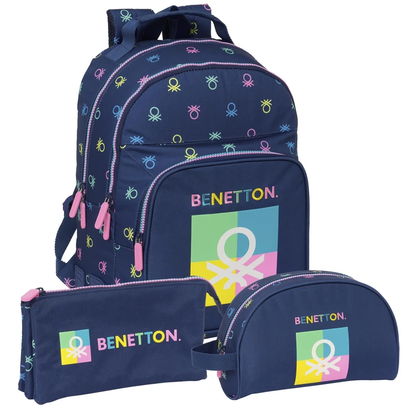 Safta | BENETTON COOL Pack Backpack, Case and Toiletry Bag - Benetton Case with Triple Compartment, Benetton Backpack Adaptable to Cart, Benetton Toiletry Bag Adaptable to Trolley Backpack Holder,