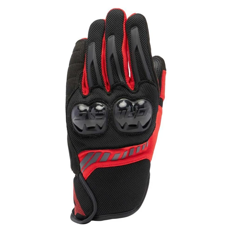 Dainese Men's Mig 3 Air Summer Motorcycle Gloves, Ventilated Fabric, Knuckle Protectors, Touch Screen, Black/Lava Red, L
