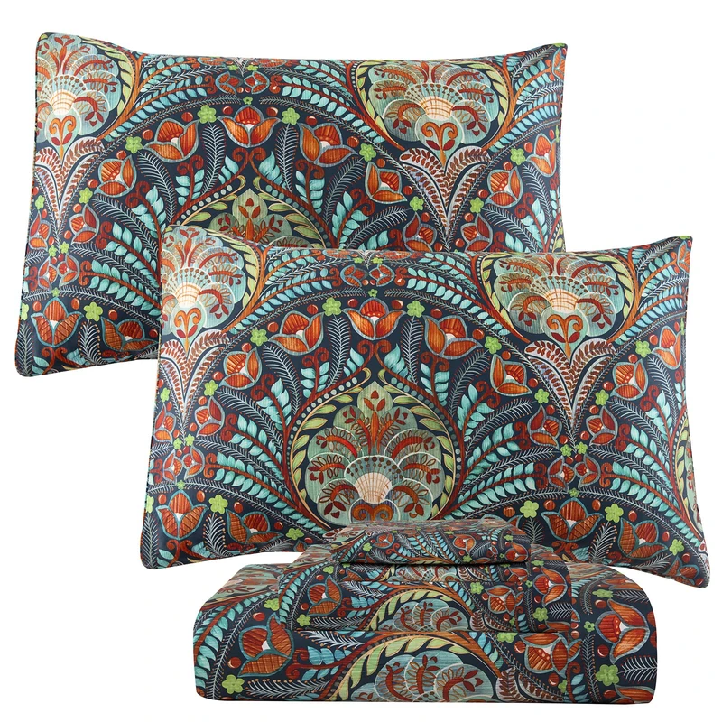 QSH Boho Bed Sheets Queen Size - Bohemian Western Bedding 100% Egyptian Cotton Pattern Sheets Queen Size Bed 4pcs Deep Pockets Bed Sheets