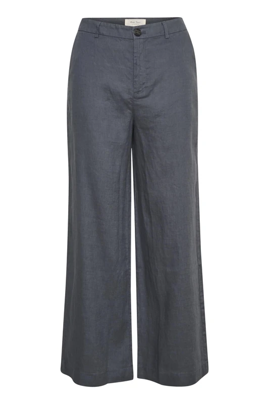 Part Two Women's Women's Trousers Wide Legs High-Waisted Full-Length Zip and Button Trousers, Turbulence,