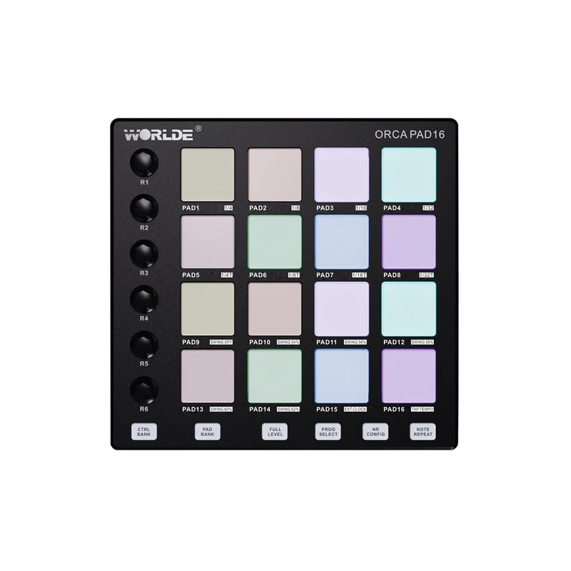 Worlde Orca Pad-16 - Performance Controller with 16 Pads with RGB Backlight, USB 2.0, Black