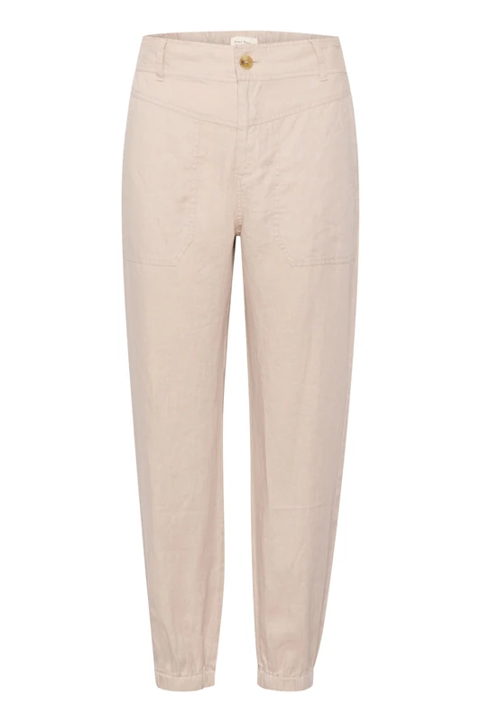 Part Two Women's Women's Casual Pants Midrise Waist Tapered Legs Elastic Cuffs Trousers, French Oak,