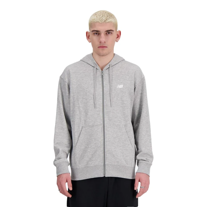 New Balance Men's Sport Essentials Logo French Terry Full Zip Jacket, Athletic Grey, S