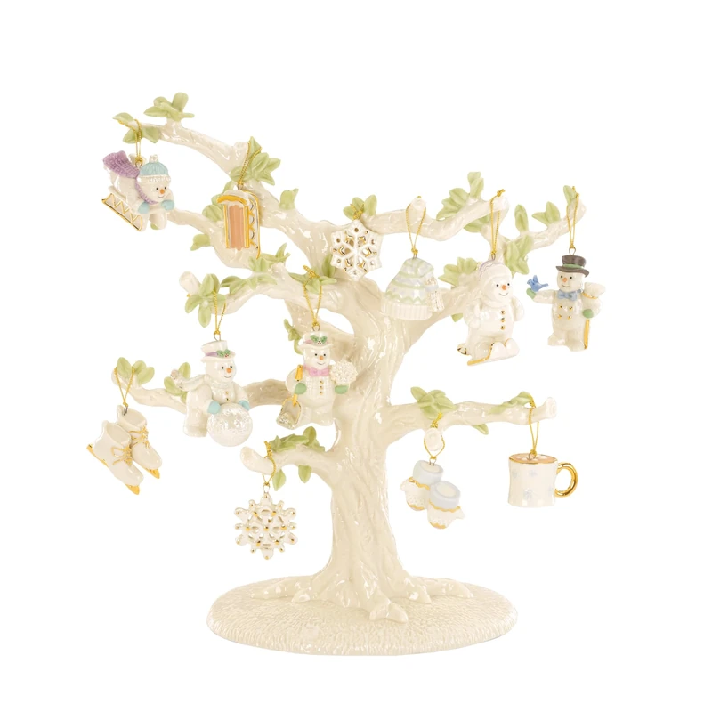 Lenox 896635 Snow Pals Christmas 12-Piece Ornament + Tree Set, Display Stand