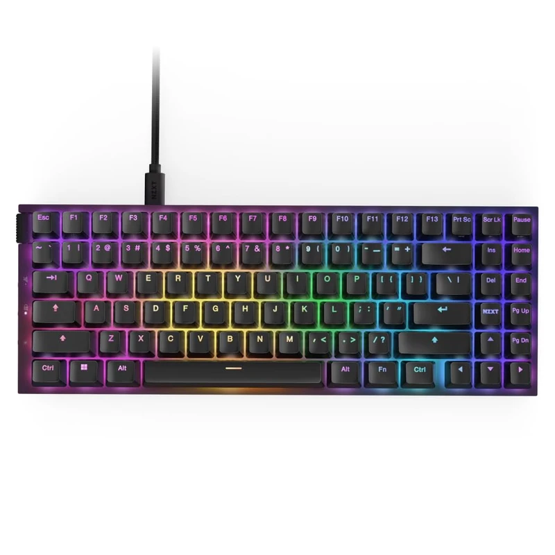 NZXT Function 2 MiniTKL | 2024 Compact Tenkeyless Optical Gaming Keyboard |Illuminated RGB | 8K Polling Rate | Linear Optical Switches | Adjustable Actuation | Hot-Swappable | Black USA (QWERTY)
