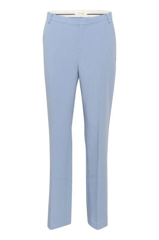 Part Two Women's Women's Trousers Straight Legs Midrise Waist Regular Fit Press Pleats Trousers, Faded Denim,