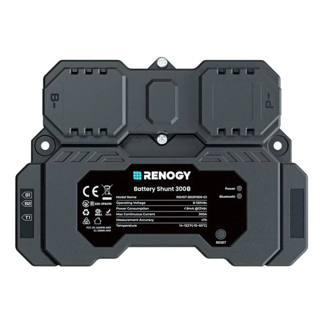 Renogy Battery Shunt 300A with the Built-in Bluetooth, Measure Battery Voltage and Current, Compatible with Li, LFP, Lead Acid, SLD, FLD, GEL and AGM