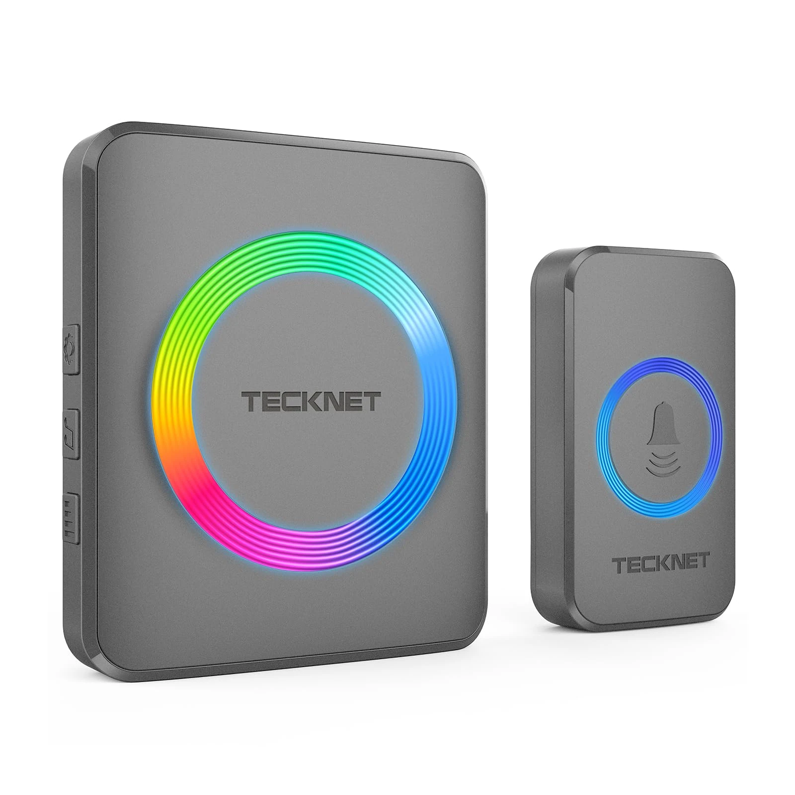 TECKNET Wireless Doorbell, IP65 Waterproof Wall Plug-in Cordless Door Chime Kit with 1970feet / 600m Range, 60 Chimes, 5-Level Volume & RGB Light, Best for Plug in Door Entry Bell