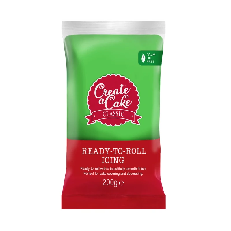 Create A Cake Ready To Roll Icing | Green Fondant Icing | Palm Free Sugar Paste For Cake Decorating, Cupcakes, Cookies, Cakes - 200g