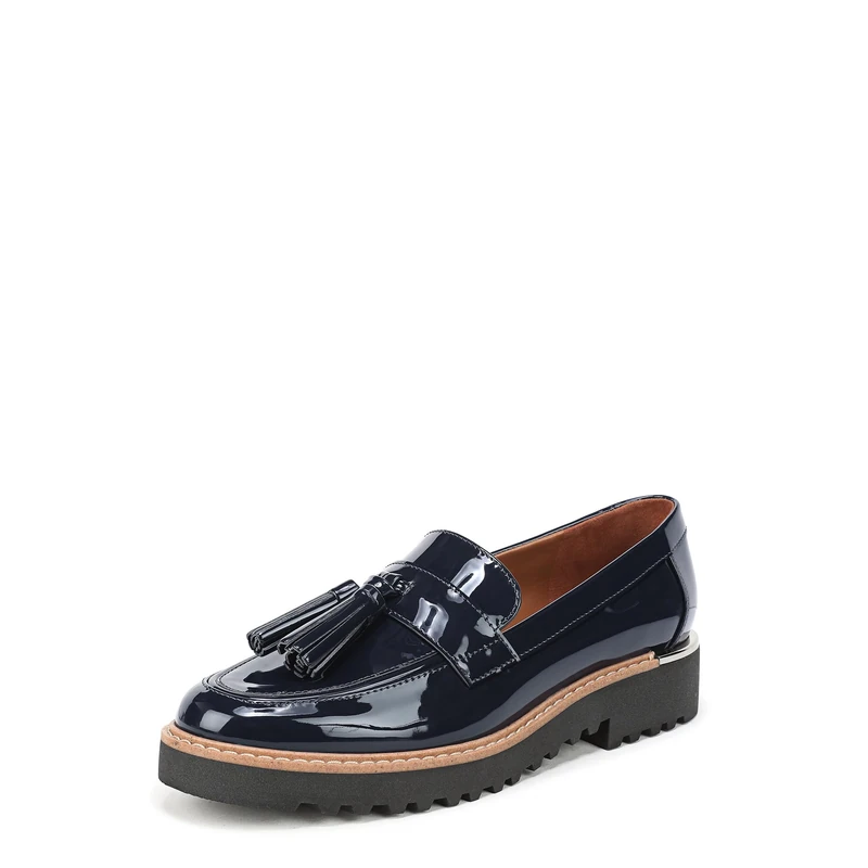Franco Sarto Carolynn Tassel Loafer, Inky Navy Blue Patent, Wide