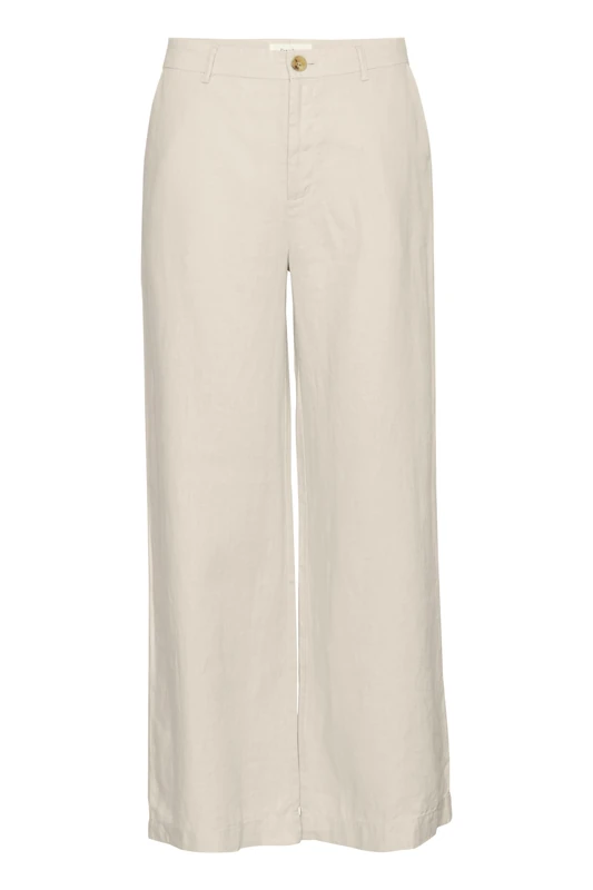 Part Two Women's Women's Trousers Wide Legs High-Waisted Full-Length Zip and Button Trousers, French Oak, - Image 1