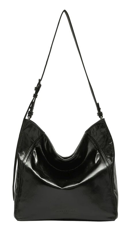 LIEBESKIND BERLIN Leather shoulder bag Chudy Paper Touch Crinkle Hobo Bag Black