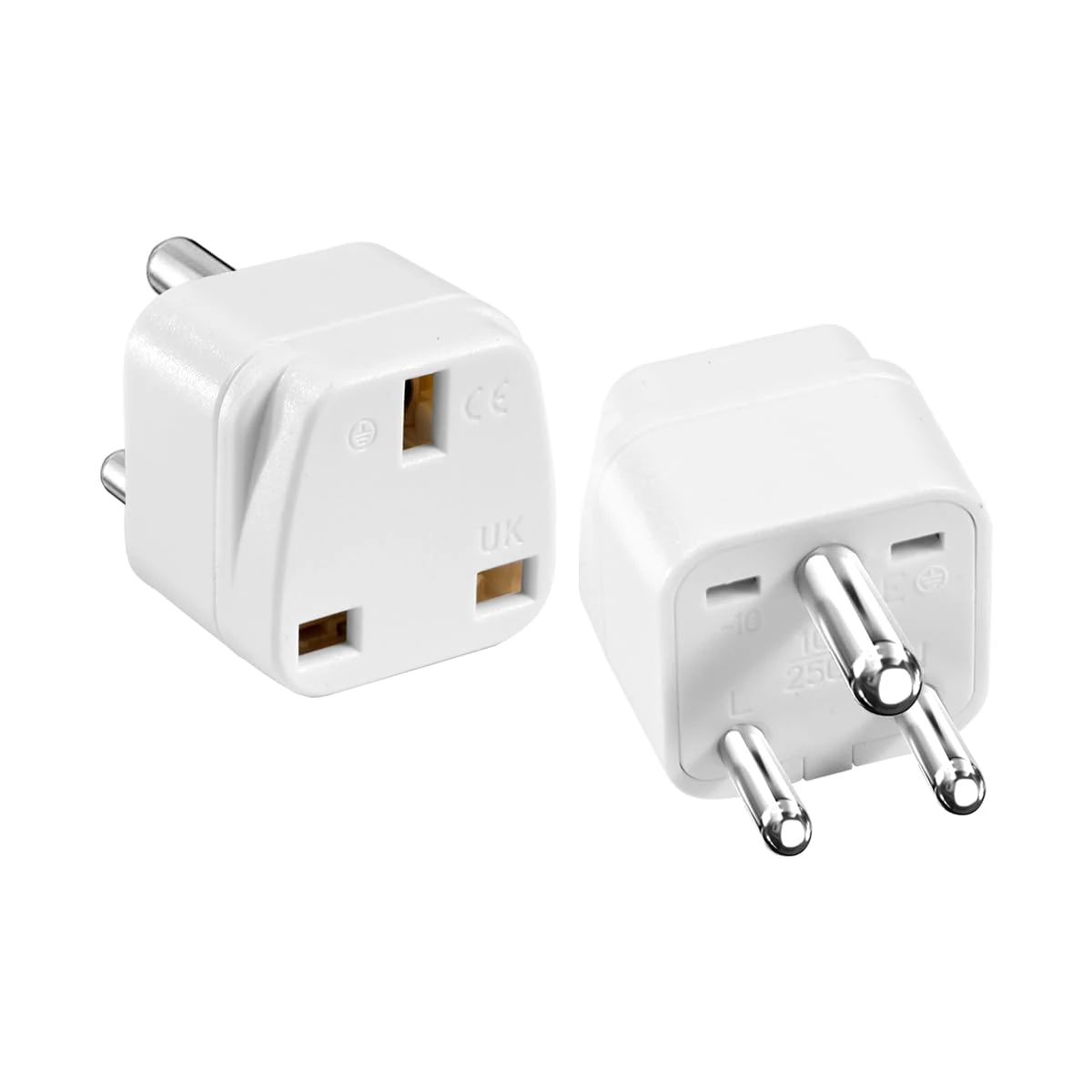 HKFENG UK to India Plug Adapters Travel Adaptor Plug UK to India Type D Travel Adapter UK for Indian Pakistan Sri Lanka,Burma,Maldives Iraq Nepal Yemen Zambia (White 2 Pack)