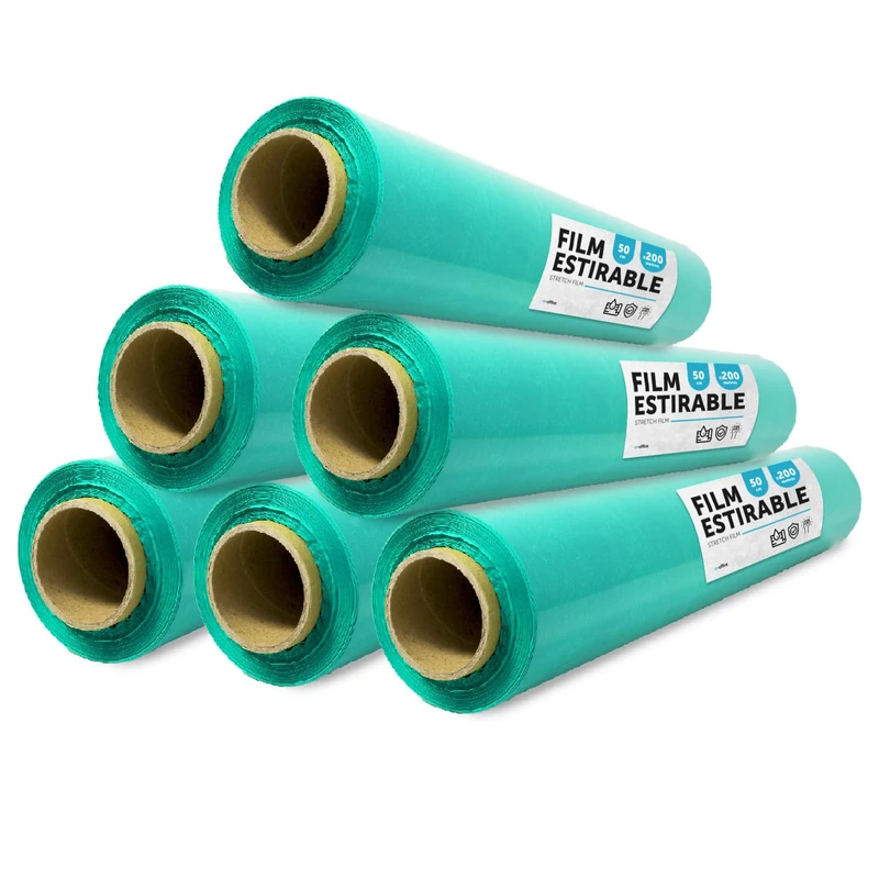 Green Film for Packaging, Cover Plastic, Green Film for Packaging of Moving Boxes, Protecting Furniture and Shipping, Measures 50 cm x 200 m Stretchable · m-office (Green, 6 Units)