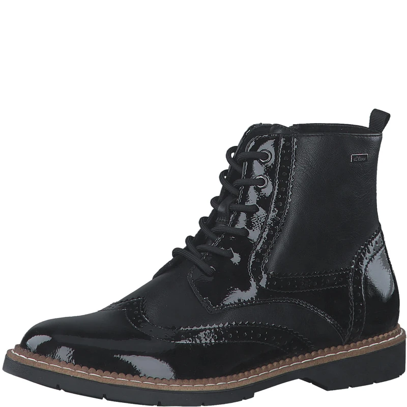 s.Oliver Women's Lace Boot Flat 5-25255-43 Ankle, Black (Black Comb), 5 UK