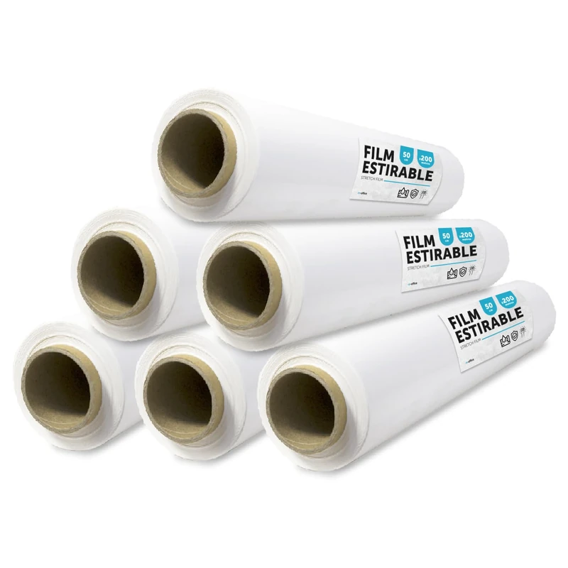 White Film for Packaging, Covered Plastic, White Film for Packing Moving Boxes, Protecting Furniture and Shipping, Measures 50 cm x 200 m Stretchable · m-office (White, 6 Units)