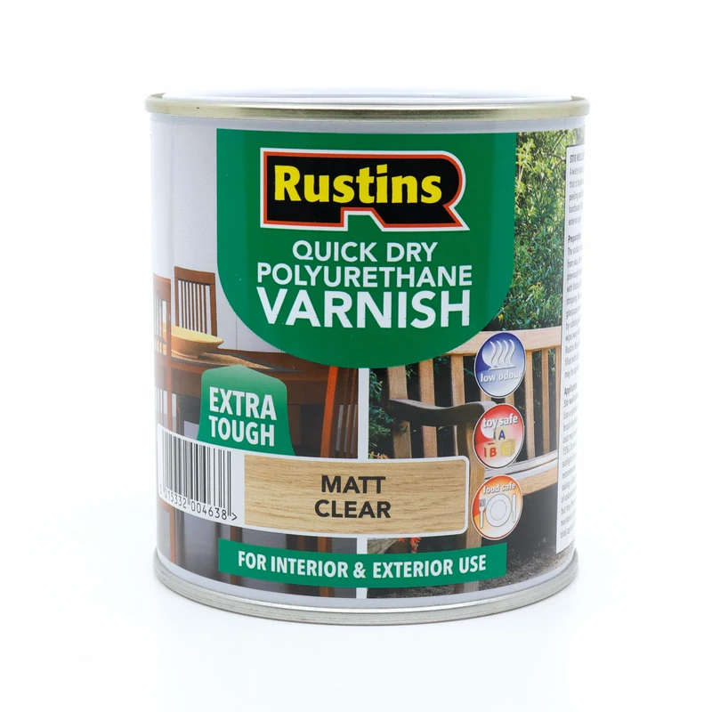 RustinsQuick Dry Poly Varnish Matt Clear 2,5ltr -Tough, Water-Based Clear Finish in Gloss, Matt or Satin; Durable Protection for Interior Wood, Furniture and Floors
