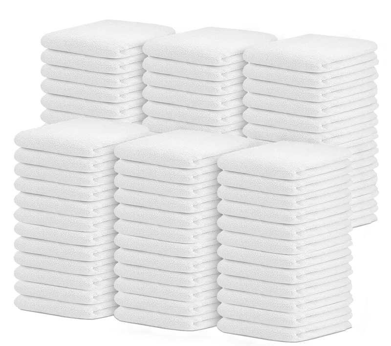 Avalon Towels Terry Bar Mop Towels (Value Pack of 72) Size 14"x17" – Absorbent and Durable, Multipurpose Cleaning Rags, Cotton Cleaning Towels, Terry Cloth Rags, Reusable Shop Rags (White)