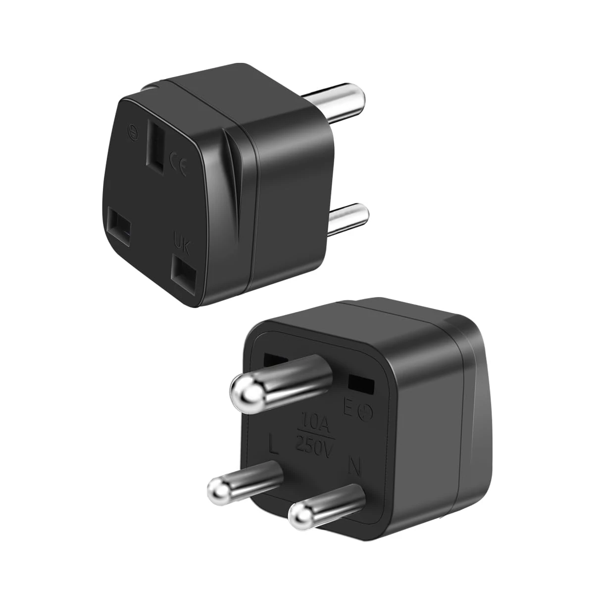LUKELI UK to India Plug Adapter India Travel Adapter Maldives Plug Adapter for Indian Pakistan Sri Lanka,Burma,Maldives Iraq Nepal Yemen Zambia (Black 2 Pack)