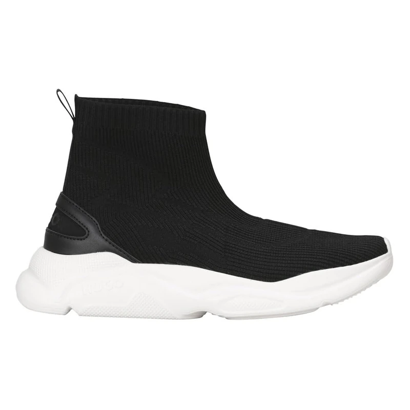 HUGO Women's Leon_Hito_Knit Sneaker, Black, 4 UK