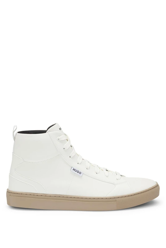HUGO Mens Morrie Hito High-top Trainers in Grained Faux Leather Size 5