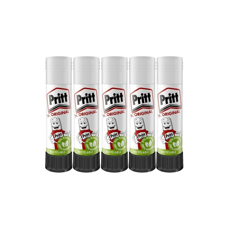 ZYBUX - PRITT Glue Sticks (5 Pack, 11g) - 90% Natural, Strong Hold, Child-Friendly Adhesive for Home, School, Office, and Crafts