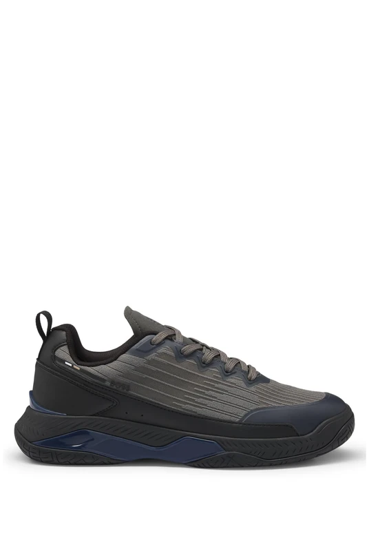 BOSS Mens Courtstride Tenn Mixed-Material Trainers with Anti-Slip Sole Size 10 Dark Grey