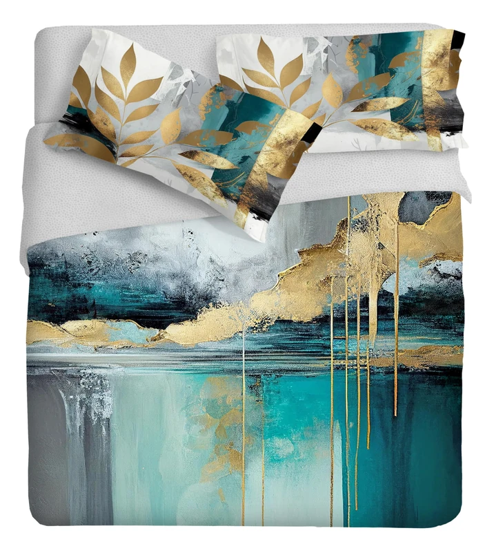 IPERSAN 100% Cotton Percale Duvet Cover Set, Duvet Cover 205 x 200 cm + 1 Pillowcase 83 x 52 cm, Photo Print, Made in Europe