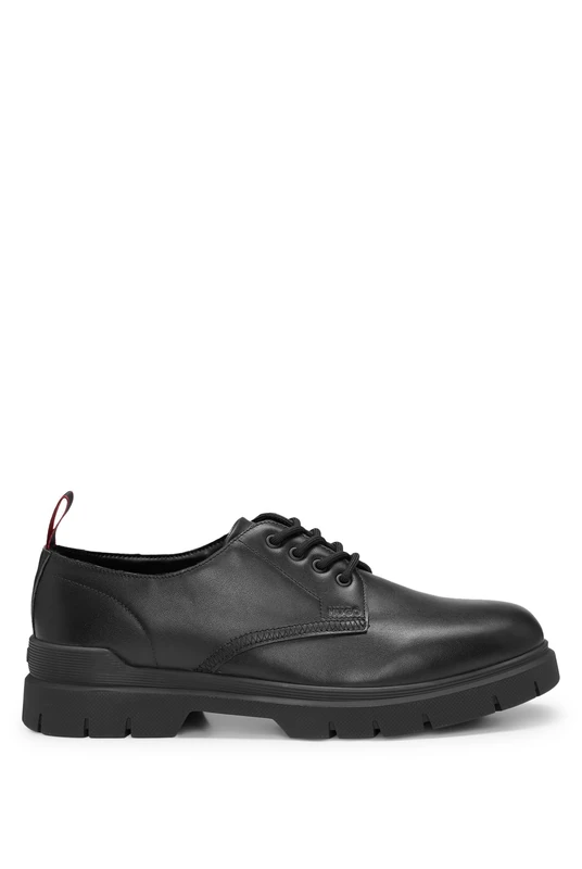 HUGO Mens Ryan derb Embossed-logo Derby shoes in leather Size 10