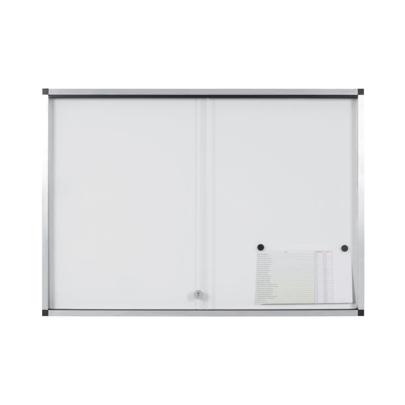 Bi-Office Exhibit Extra Magnetic Display Case, 6xA4, Lacquered Steel Surface, Glass Door, Aluminium Frame